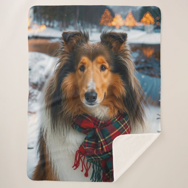 Collie Holiday  Sherpa Blanket Sherpadecke (Vorderseite)