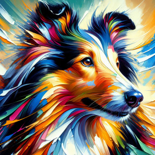 Collie Hund Acryl Druck Bunt Lebendig