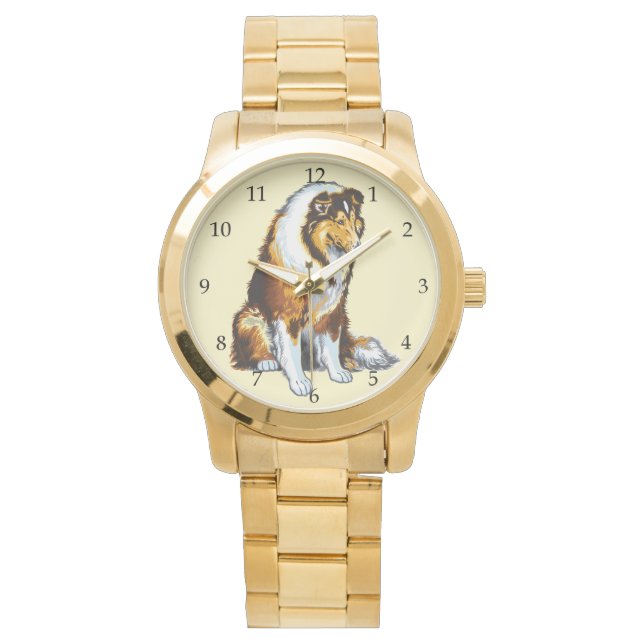 Collie Hund Armbanduhr (Vorderseite)