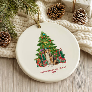 Collie-Hund personalisiertes Weihnachten Keramik Ornament