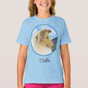 Collie in den Bergen (Rau) Malerei - Hunde-Kunst-T T-Shirt