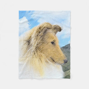 Collie in Mountains (Rough) Malerei - Hunde Kunst Fleecedecke
