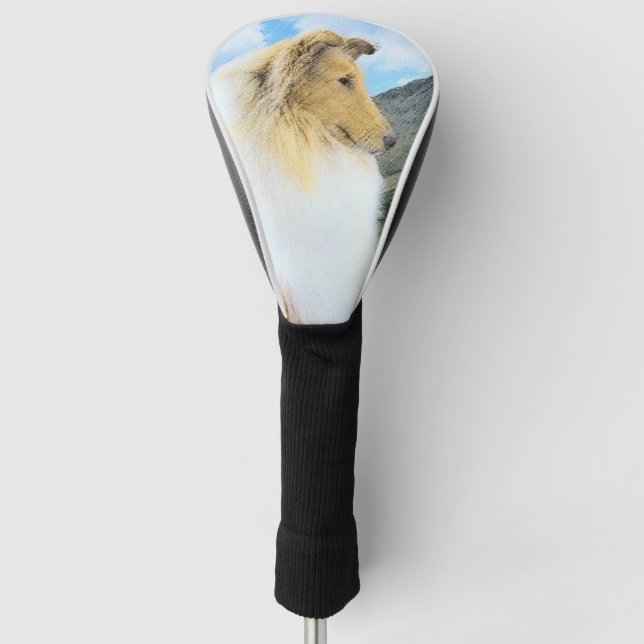 Collie in Mountains (Rough) Malerei - Hunde Kunst Golf Headcover (Vorderseite)