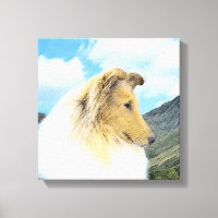 Collie in Mountains (Rough) Malerei - Hunde Kunst