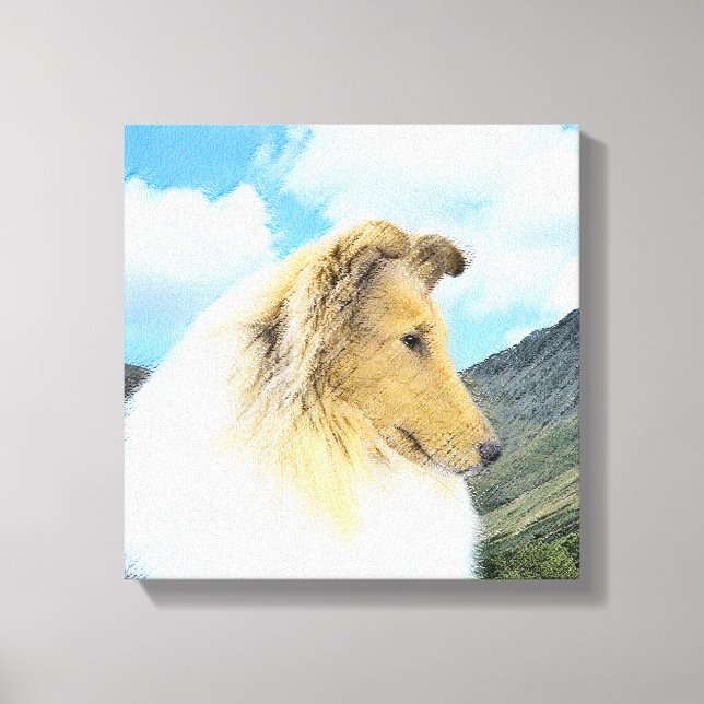 Collie in Mountains (Rough) Malerei - Hunde Kunst Leinwanddruck (Vorderseite)