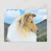 Collie in Mountains (Rough) Malerei - Hunde Kunst
