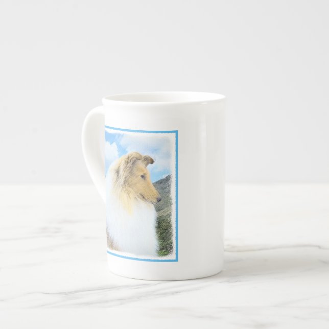 Collie in Mountains (Rough) Malerei - Hunde Kunst Prozellantasse (Vorderseite Links)
