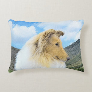 Collie in Mountains (Rough) Malerei - Hunde Kunst Zierkissen