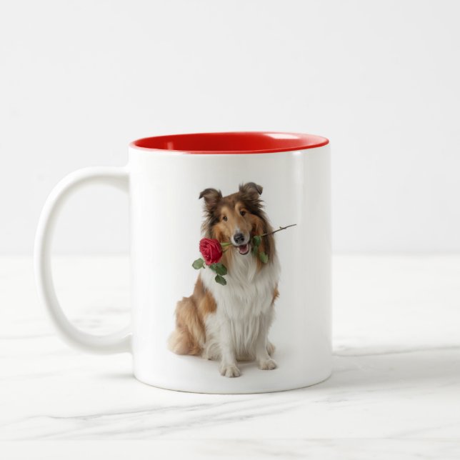 Collie Love Zweifarbige Tasse (Links)
