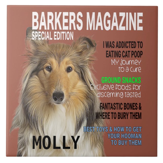 Collie Parody Magazine Cover Fliese (Vorderseite)