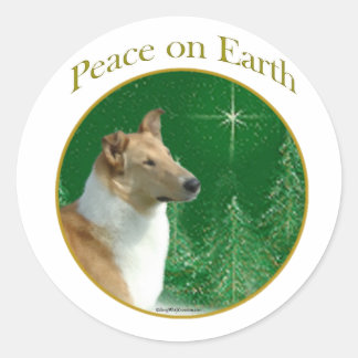 Collie Peace Runder Aufkleber