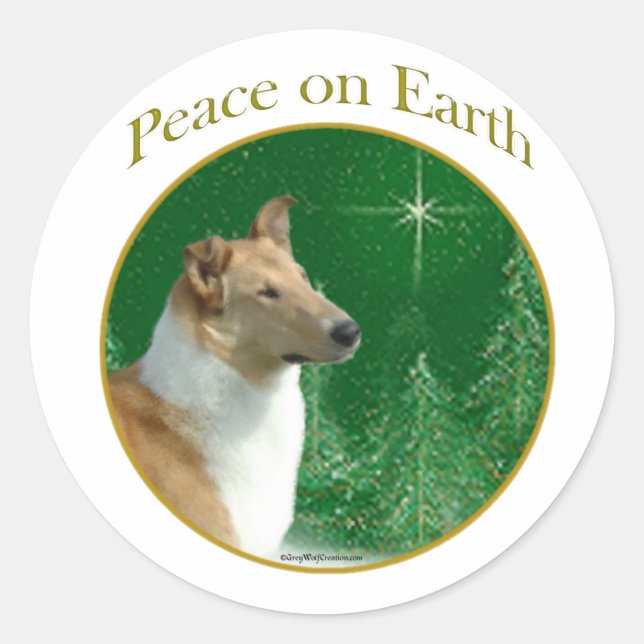 Collie Peace Runder Aufkleber (Vorderseite)