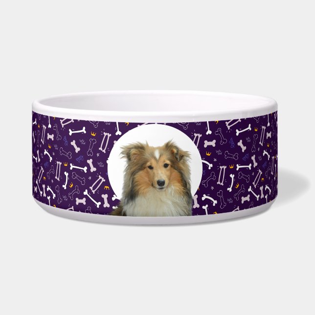 Collie Personalisiertes Foto & Name Hundeschale Napf (Vorderseite)