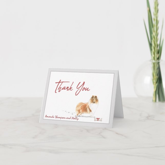 Collie Pet Hund personalisiert Knochenband     Dankeskarte (Vorderseite)