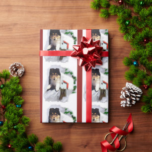 Collie Puppy Christmas Mailbox Geschenkpapier