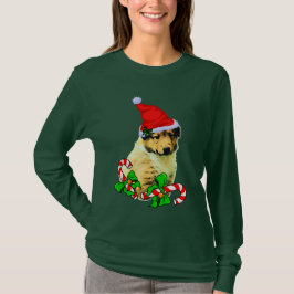 Collie Puppy Christmas Merry T-Shirt