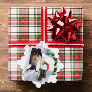 Collie Puppy Christmas Ornament Karte