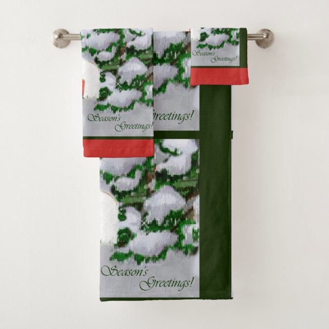 Collie Puppy in der Mailbox Weihnachten Badhandtuch Set (Insitu)