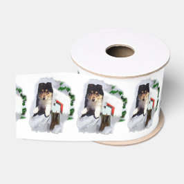 Collie Puppy in der Mailbox Weihnachten Ripsband