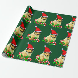 Collie Puppy Weihnachtsmannmütze Christmas Geschenkpapier