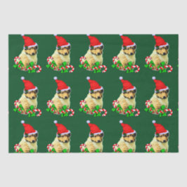 Collie Puppy Weihnachtsmannmütze Christmas Seidenpapier