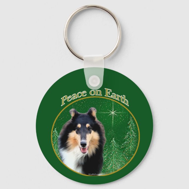 Collie (rau) Peace Schlüsselanhänger (Vorderseite)