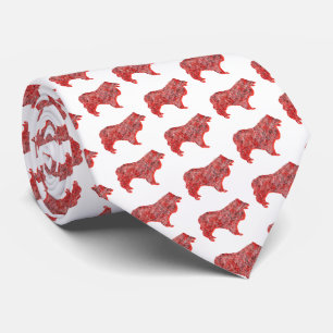 Collie Rough Christmas Dog Silhouette White Neck Krawatte