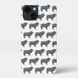 Collie Rough Dog Niedliche Silhouette Grid Blue iPhone Hülle