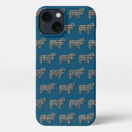 Collie Rough Dog Niedliche Silhouette Grid Blue iPhone Hülle