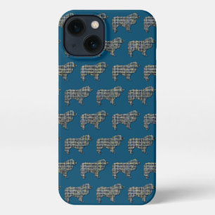 Collie Rough Dog Niedliche Silhouette Grid Blue iPhone Hülle