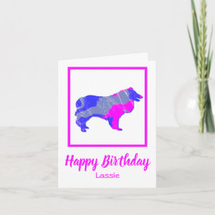 Collie Rough Dog Silhouette Funny Birthday Card Karte