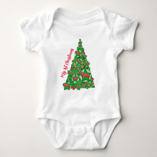 Collie Rough Dog Silhouette Weihnachtsbaum Red Baby Strampler