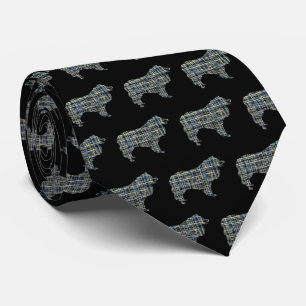 Collie Rough Hund Gelb- und Schwarz-Gitter-Krawatt Krawatte