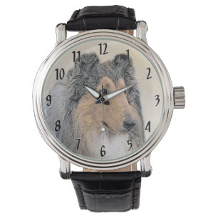 Collie (Rough) Malerei - Niedliche Original Hunde Armbanduhr