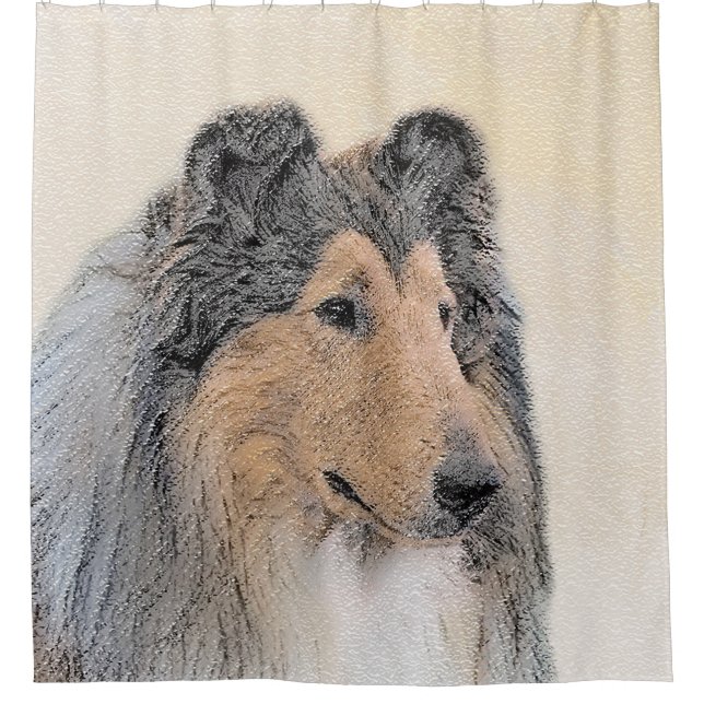 Collie (Rough) Malerei - Niedliche Original Hunde  Duschvorhang (Vorderseite)