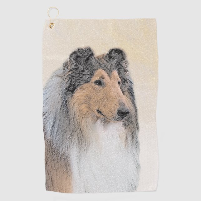 Collie (Rough) Malerei - Niedliche Original Hunde  Golfhandtuch (Vorderseite)