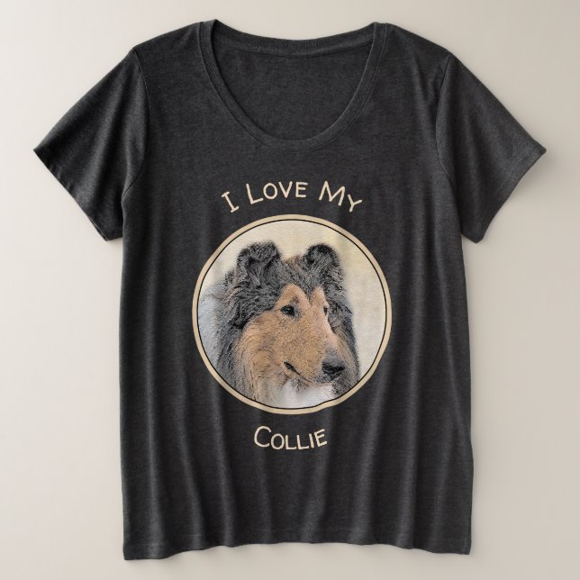 Collie (Rough) Malerei - Niedliche Original Hunde  Große Größe T-Shirt (Design vorne)