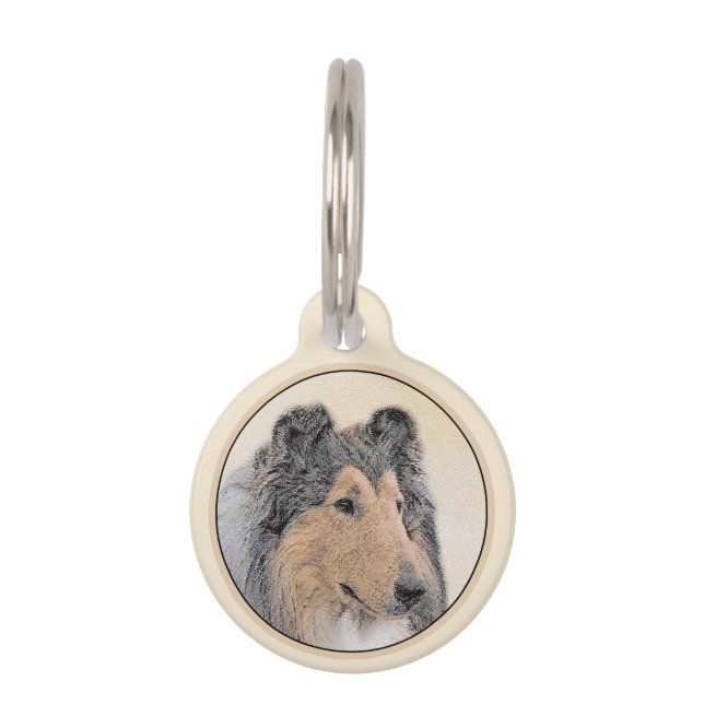 Collie (Rough) Malerei - Niedliche Original Hunde  Haustiermarke (Vorderseite)