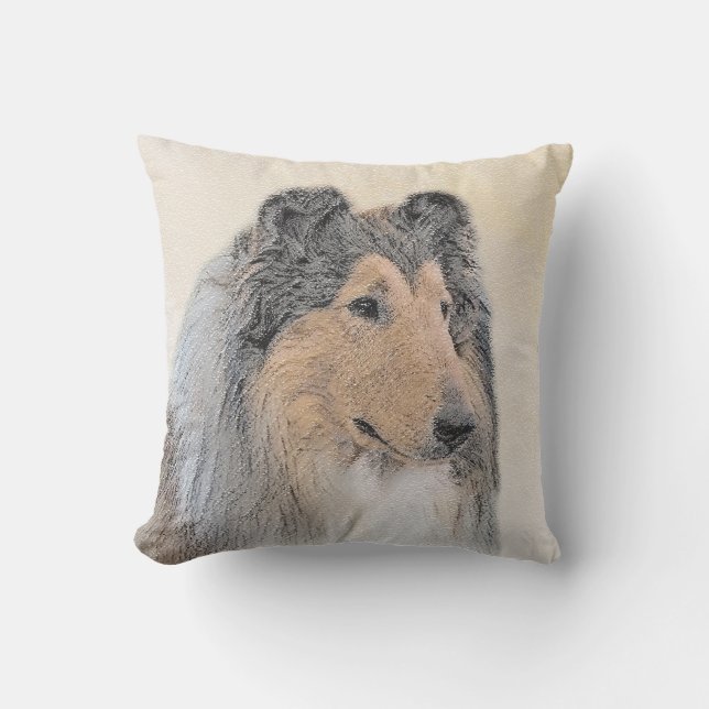 Collie (Rough) Malerei - Niedliche Original Hunde  Kissen (Vorderseite)