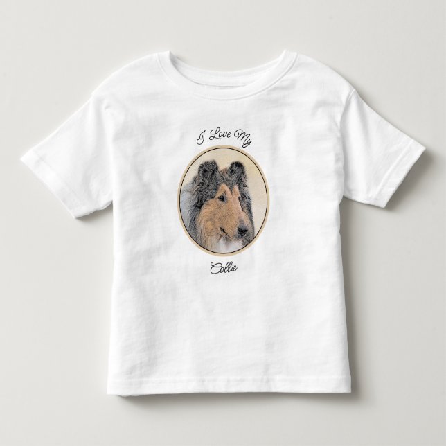 Collie (Rough) Malerei - Niedliche Original Hunde  Kleinkind T-shirt (Vorderseite)