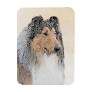 Collie (Rough) Malerei - Niedliche Original Hunde Magnet