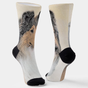 Collie (Rough) Malerei - Niedliche Original Hunde  Socken