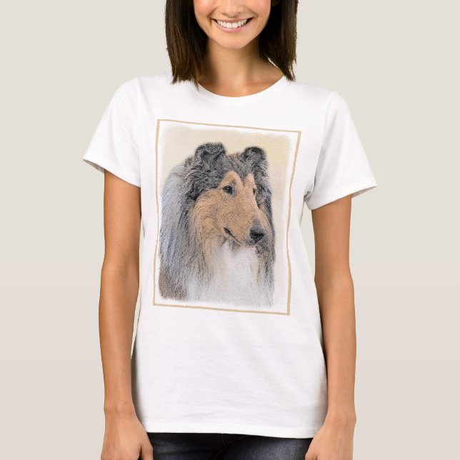 Collie (Rough) Malerei - Niedliche Original Hunde  T-Shirt (Vorderseite)