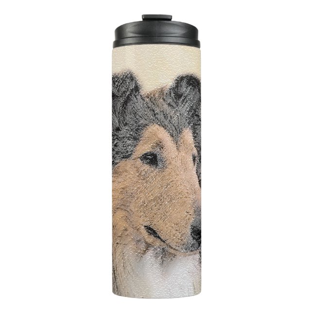 Collie (Rough) Malerei - Niedliche Original Hunde  Thermosbecher (Vorderseite)