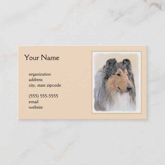 Collie (Rough) Malerei - Niedliche Original Hunde  Visitenkarte (Vorderseite)