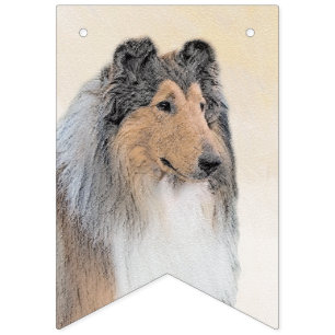 Collie (Rough) Malerei - Niedliche Original Hunde Wimpelkette