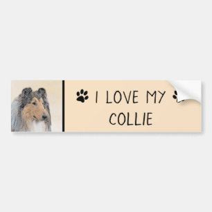 Collie (Rough) Malerei - Niedliche Original Hundek Autoaufkleber