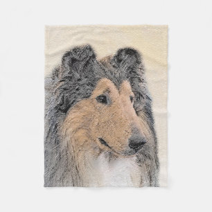 Collie (Rough) Malerei - Niedliche Original Hundek Fleecedecke
