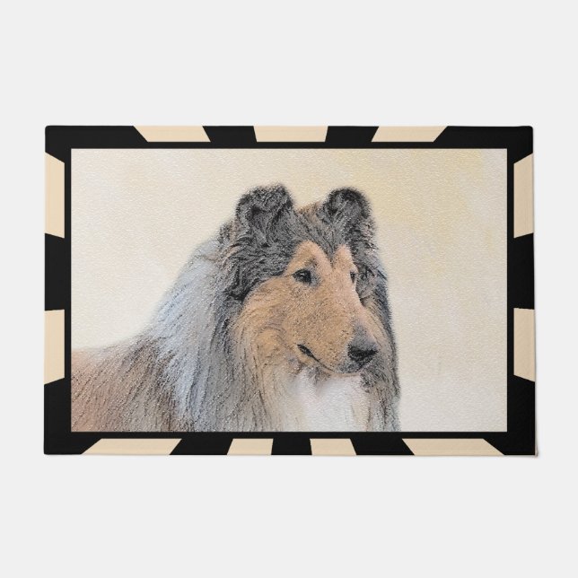Collie (Rough) Malerei - Niedliche Original Hundek Fußmatte (Vorderseite)