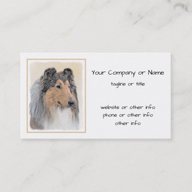 Collie (Rough) Malerei - Niedliche Original Hundek Visitenkarte (Vorderseite)